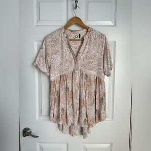 Anthropologie Pink Flowy Blouse XS